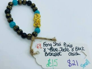 Feng Shui Pixiu Blue Jade Black Obsidian Bracelet, worn for Good Luck and Abundance!