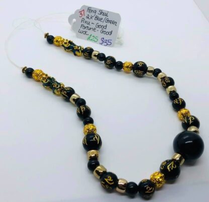 Feng Shui 2x Blue Green Pixu Necklace