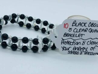 Black Obsidian and Clear Quartz Bracelet